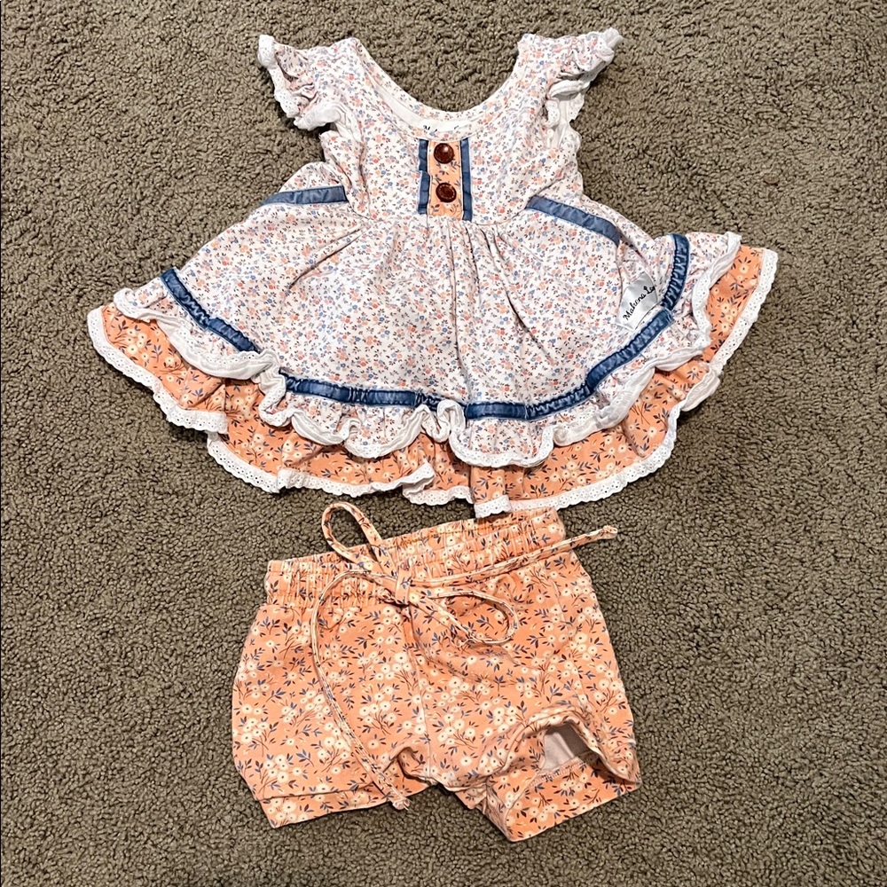 Floral Ruffle Dress and Shorts Set